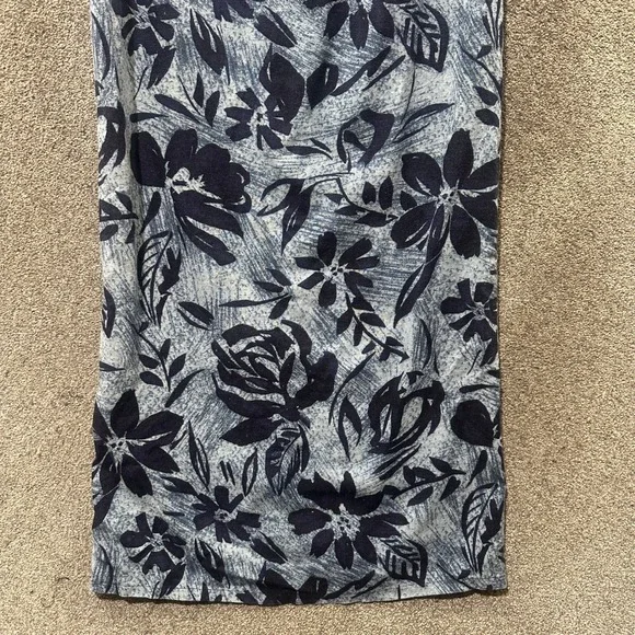 VTG Expressions Maxi Dress Size 8 Blue Floral Linen Rayon Sleeveless Coastal - Picture 7 of 11